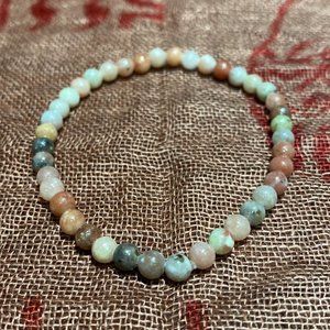 4MM Red Blossom Jasper Bead Stretchy Cord Bracelet